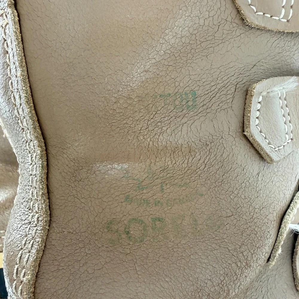 Sorel Winter Duck Boots Women 8-8.5  Tan Leather Waterproof Vintage Canada